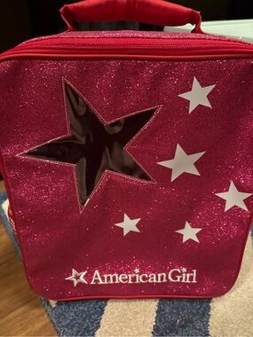 American Girl Sparkly Hot Pink Star Lunch Tote